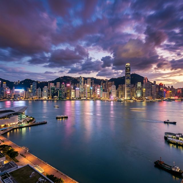 Victoria Harbour panorama at twilight